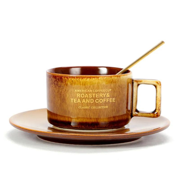 Luxurious Hand-Painted European Ceramic Coffee Mug Set with Gold Detailing - 110ml