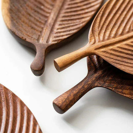 Nature-Inspired Wooden Leaf Tray - Elegant Serving and Decor Centerpiece