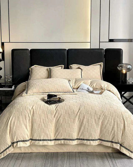 3D Plush Velvet Queen Duvet Cover Set of 4 pcs