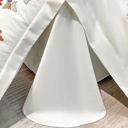 Exquisite 100% Egyptian Cotton Butterfly Embroidered Luxury Bedding Set with Duvet Cover, Sheets, and Pillowcases