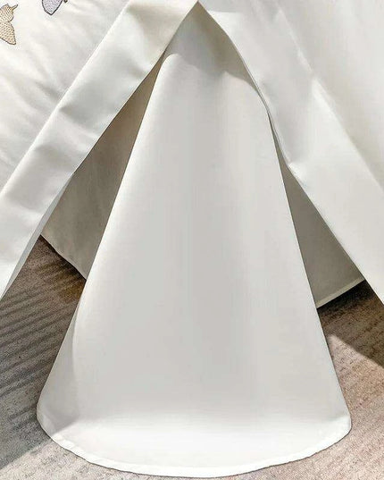 Exquisite 100% Egyptian Cotton Butterfly Embroidered Luxury Bedding Set with Duvet Cover, Sheets, and Pillowcases