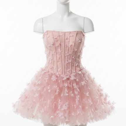 Londeway Strapless 3D Petal A-Line Mini Dress — Custom Fit for Homecoming, Prom & Cocktail
