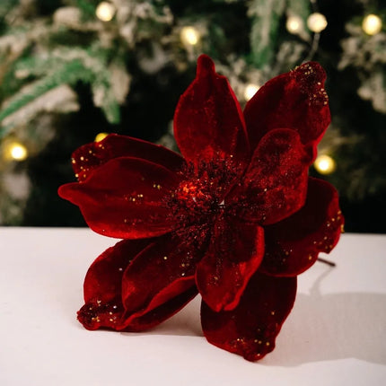 Artificial Glitter Christmas Flower Ornament, Assorted Styles & Colours