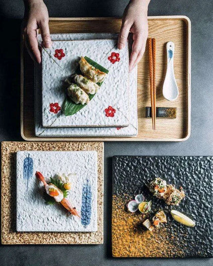 Elegant Japanese Square Platter for Stunning Culinary Presentations