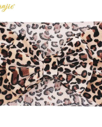 Leopard Print Velvet Headband and Hair Bow Set - Stylish Hair Accessories for Fashion-Forward Girls