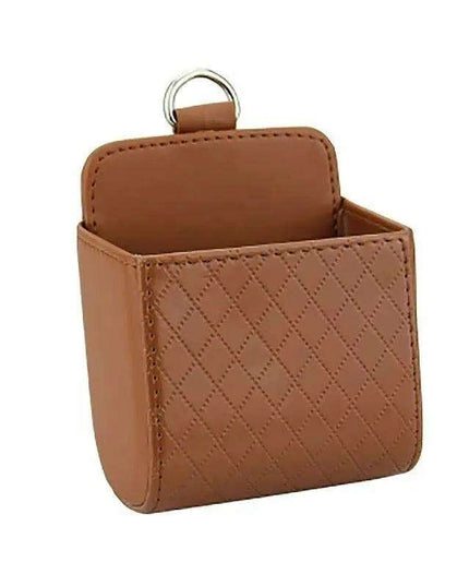 Sleek Black PU Leather Car Air Vent Organizer for Phone and Glasses