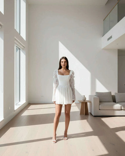 Lace Long Sleeve Sexy Mini Dress