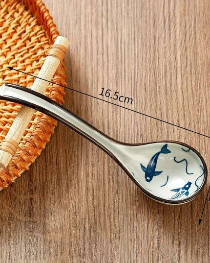 Elegant Vintage Japanese Bone China Spoon with Long Handle for Exquisite Dining