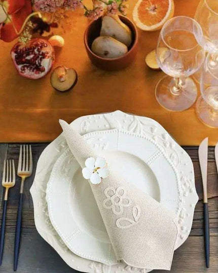 Elegant Floral Cotton Napkins - Set of 6 Handmade for Upscale Dining Experience