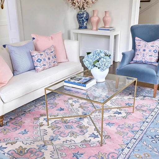 French-Inspired Pink Large Area Carpets for Retro-Style Living Rooms