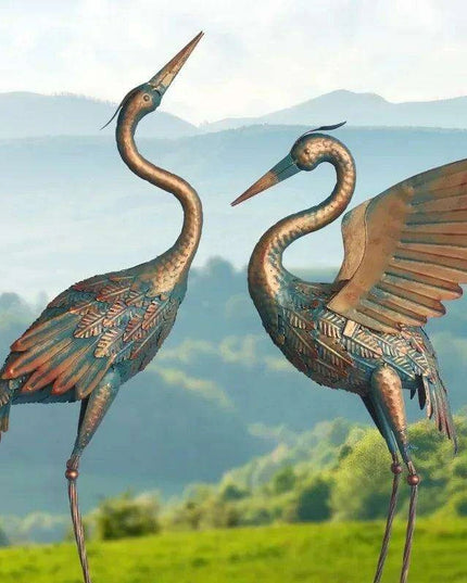 Majestic Bronze Crane Garden Sculpture for Timeless Outdoor Elegance - Transform Your Landscape