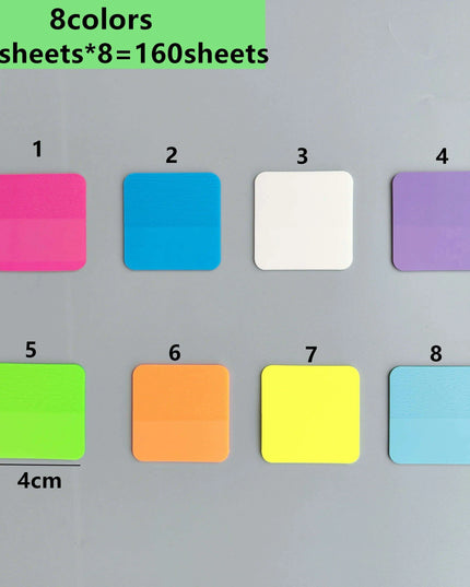 Vibrant Translucent PET Sticky Notes Set - 160 Sheets in 8 Bright Colors