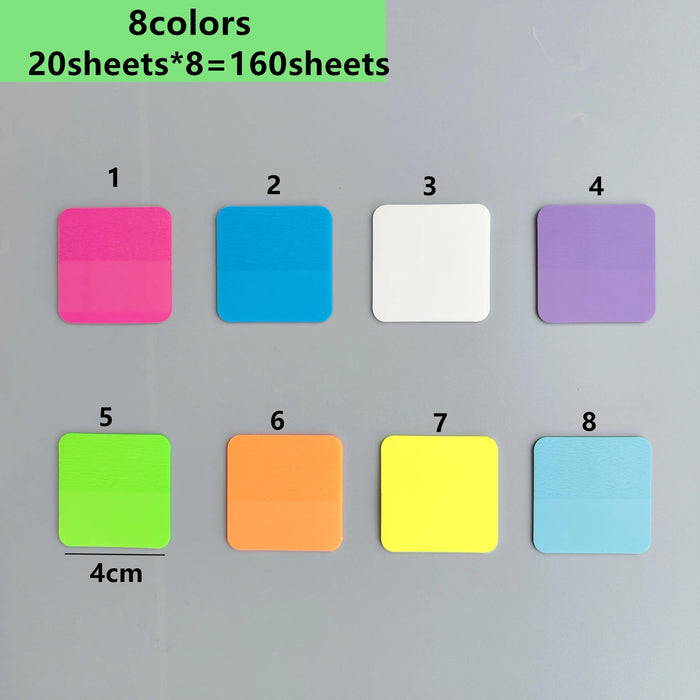 Vibrant Translucent PET Sticky Notes Set - 160 Sheets in 8 Bright Colors