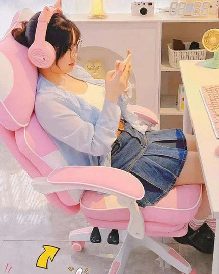 Nordic Luxe Gaming Chair with Genuine Leather and 360-Degree Swivel