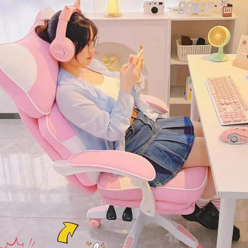 Nordic Luxe Gaming Chair with Genuine Leather and 360-Degree Swivel