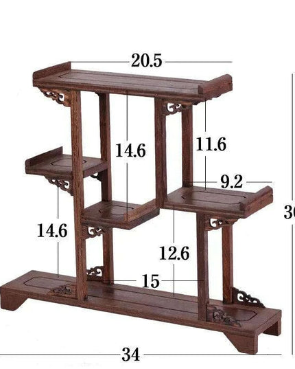 Handcrafted Wooden Display Stand for the Traditional Kung Fu Tea Ceremony