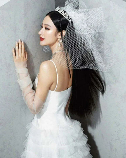 Sophisticated Strapless High Waist Gauze Dress with Elegant Camisole Accents