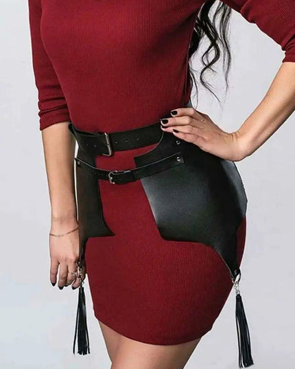 Bold Statement Leather Harness Skirt for Women - Trendsetting Urban Fashion Essential