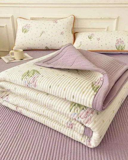 Chic Cotton Bedspreads for Double and Queen Size Beds - Cozy Princess-Inspired Covers for a Stylish Bedroom Retreat