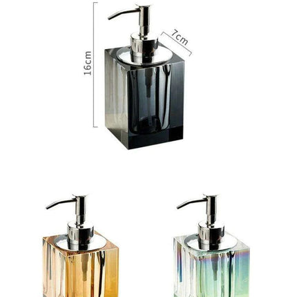 Sophisticated Square Hotel Glass Soap Dispenser with Polished Silver Pump for Contemporary Bathrooms