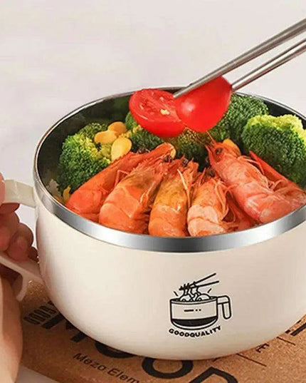 1000ml Insulated Stainless Steel Ramen Bowl with Lid - Perfect for Instant Noodles, Salads, and Soups for 1-2 People