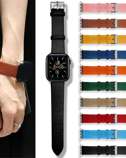 Crimson Glitter Leather Apple Watch Band - Luxe Sparkle Strap