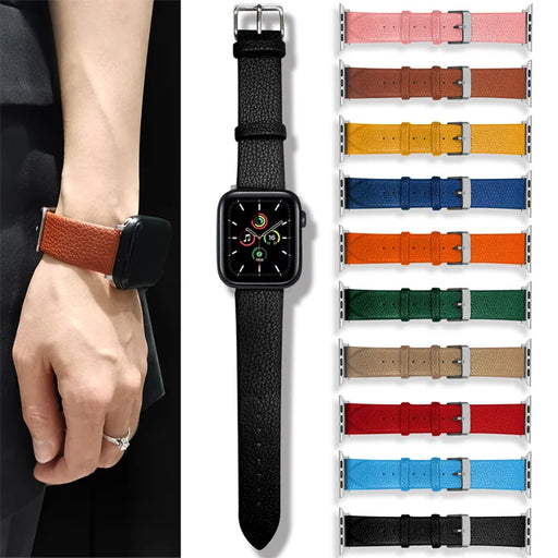 Crimson Glitter Leather Band for Apple Watch - Elegant Sparkle Strap