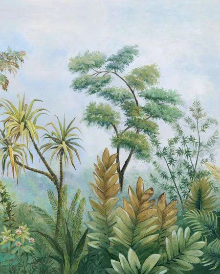 Serene Tropical Paradise Abstract Mural Wallpaper - Elegant Botanical Decor for Stylish Homes