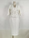 Elegant Women's Autumn 2-Piece Suit with Contrast Lines Belted Jacket and Slim Tweed Dress