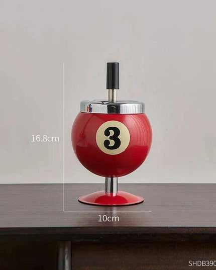 Chic Billiards-Inspired Metal Ashtray - Stylish Smoking Accessory and Decorative Accent for Home and Office