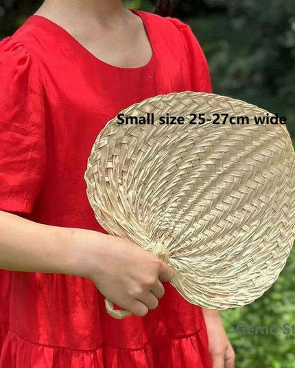 Vintage Raffia Hand Fan - Artisan Bamboo Cooling Accessory for Elegant Summer Celebrations