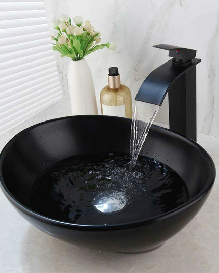 Artisan Hand-Painted Tempered Glass Sink Ensemble with Modern Chrome Faucet