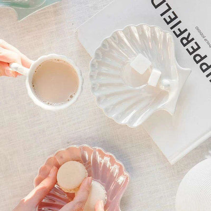 Elegant Pearl Shell Ceramic Tea and Coffee Ensemble - Transform Your Afternoon Experience