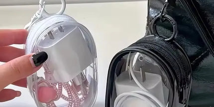 Portable Mini Clear Zipper Storage Bag - Space-Saving Cable Organizer for Earphones Chargers Versatile with Handy Keychain Loop portable-mini-clear-zipper-storage-bag-space-saving-cable-organizer-for-earphones-chargers-versatile-with-handy-keychain-loop