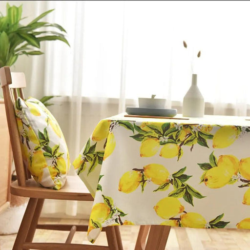 Vibrant Lemon-Themed Rectangular Tablecloth for Chic Dining and Outdoor Events - Waterproof and Stain-Resistant