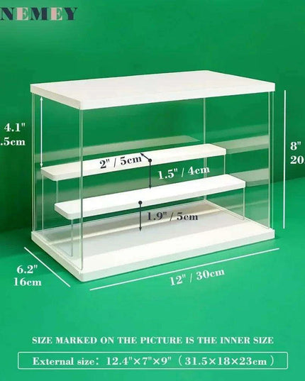LED-Enhanced 6-Tier Acrylic Display Case with Dust-Resistant Sliding Doors