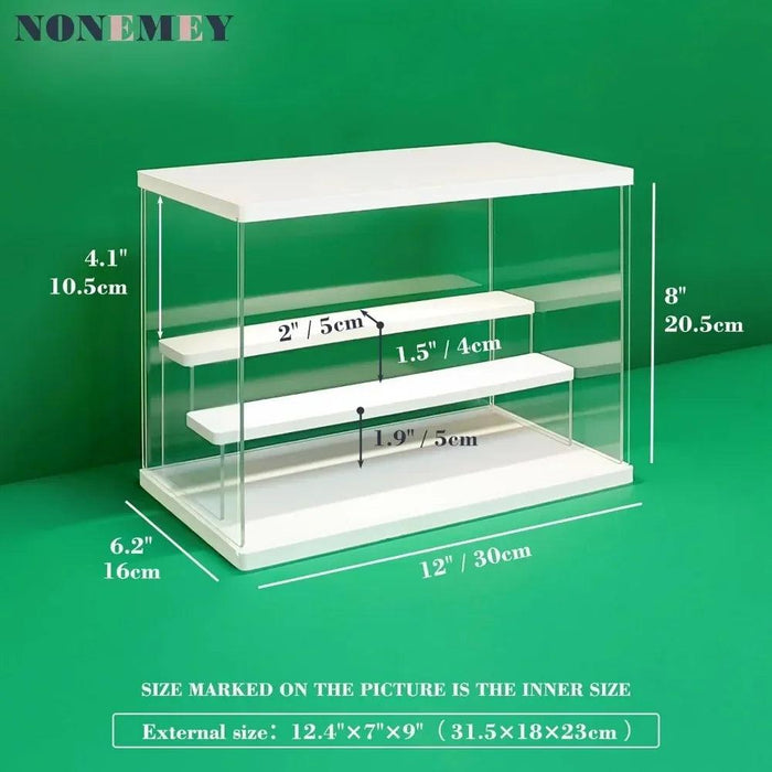 LED-Enhanced 6-Tier Acrylic Display Case with Dust-Resistant Sliding Doors