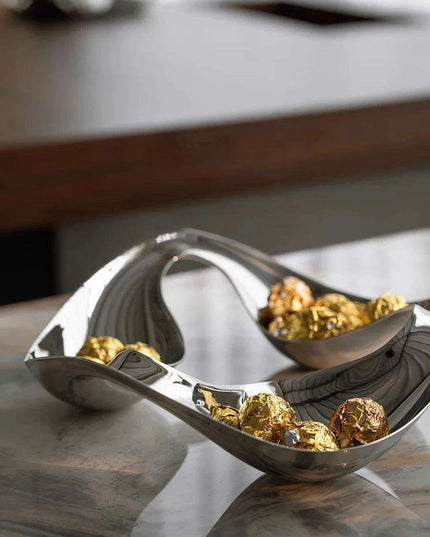 Scandinavian-Inspired Handcrafted Stainless Steel Snack Bowl and Serving Tray for Desserts and Condiments