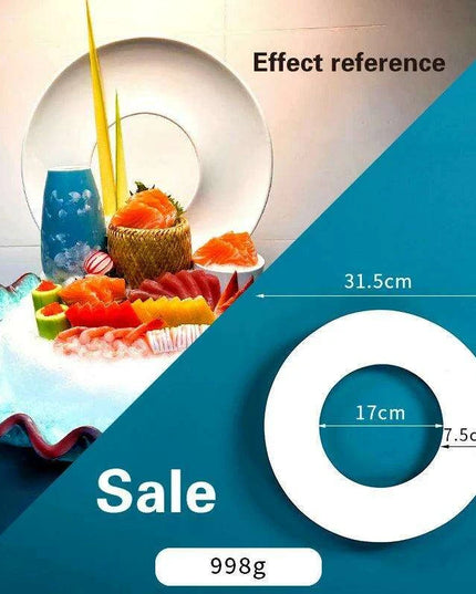 Japanese Elegance Circular Serving Tray - Sophisticated Sushi Display for Luxurious Dining