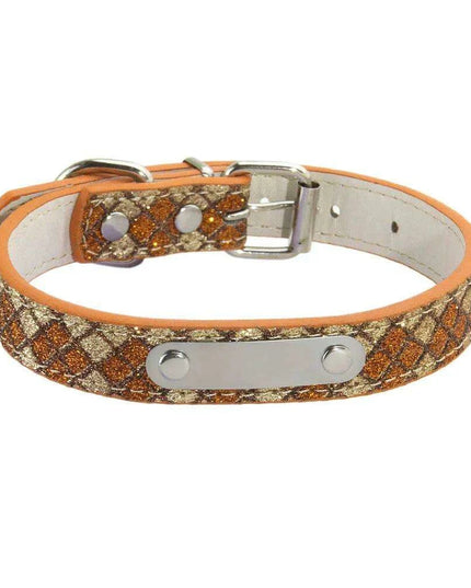 Glamorous Personalized Engraved Leather Dog Collar with Sparkling Accents