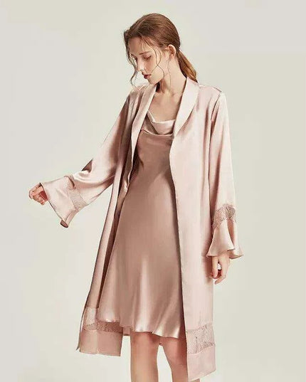 Silk Elegance Nightwear Set - Opulent Dress and Robe for Sophisticated Women