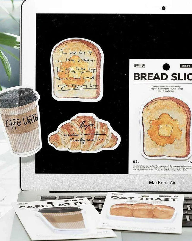 Charming Kawaii Bread & Brew Sticky Notes: Playful Memo Pad Collection
