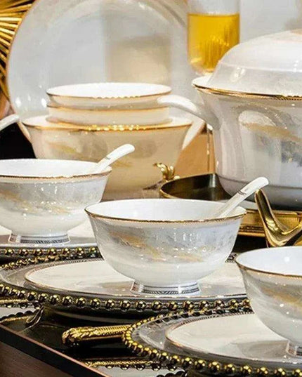 Sleek Korean-Inspired White Ceramic Dinnerware Collection - Luxe Table Setting