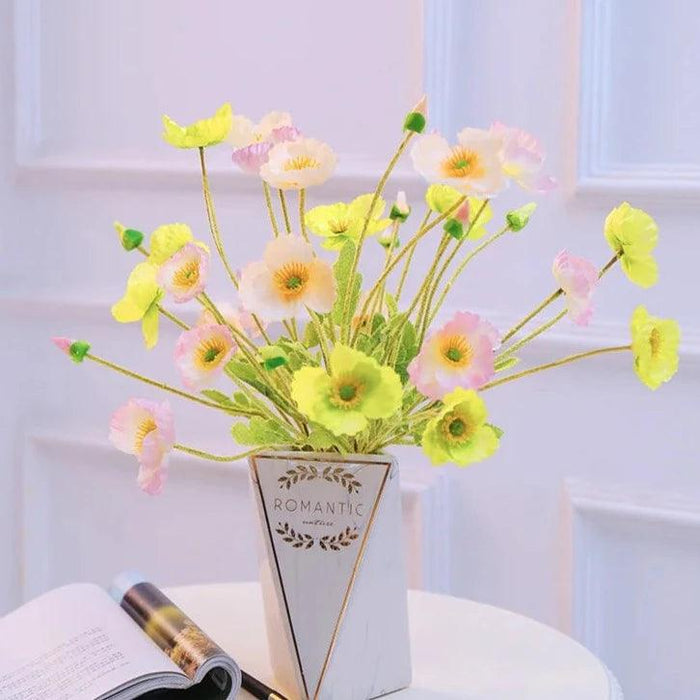 Lifelike Poppy Silk Floral Arrangement