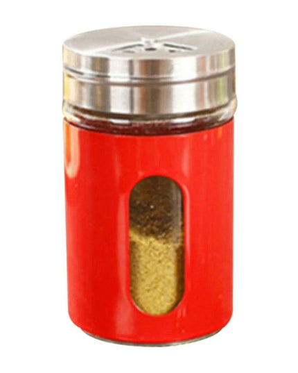 Stylish Rotating Glass Spice Dispenser Set with Stainless Steel Lids - Trio of Seasoning Jars