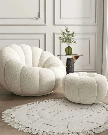 Transformative Rotating Pumpkin Plush Lounge Chair - Chic Seating Solution for Contemporary Interiors