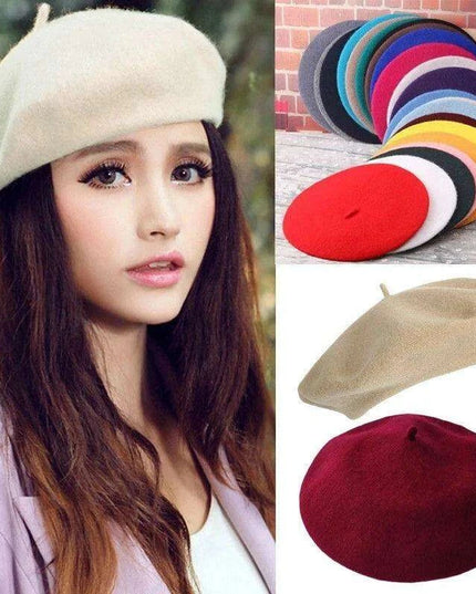 Elegant Wool Beret - Classic Winter Accessory for Women and Teens