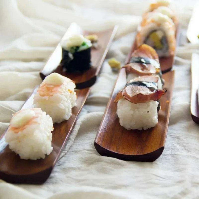 Elegant Wooden Serving Platter for Sushi, Dumplings, and Bakery Treats - Oblong Kitchen Essential