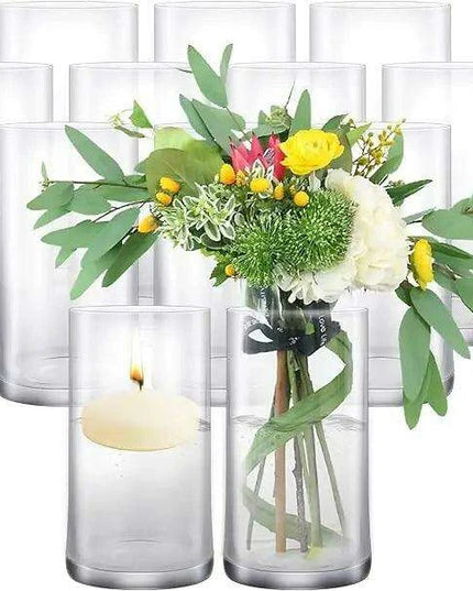 48-Piece Elegant Clear Glass Cylinder Vases Set for Home and Wedding Styling