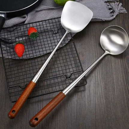 Stainless Steel Wok Spatula and Ladle Kitchen Utensil Set for Cooking